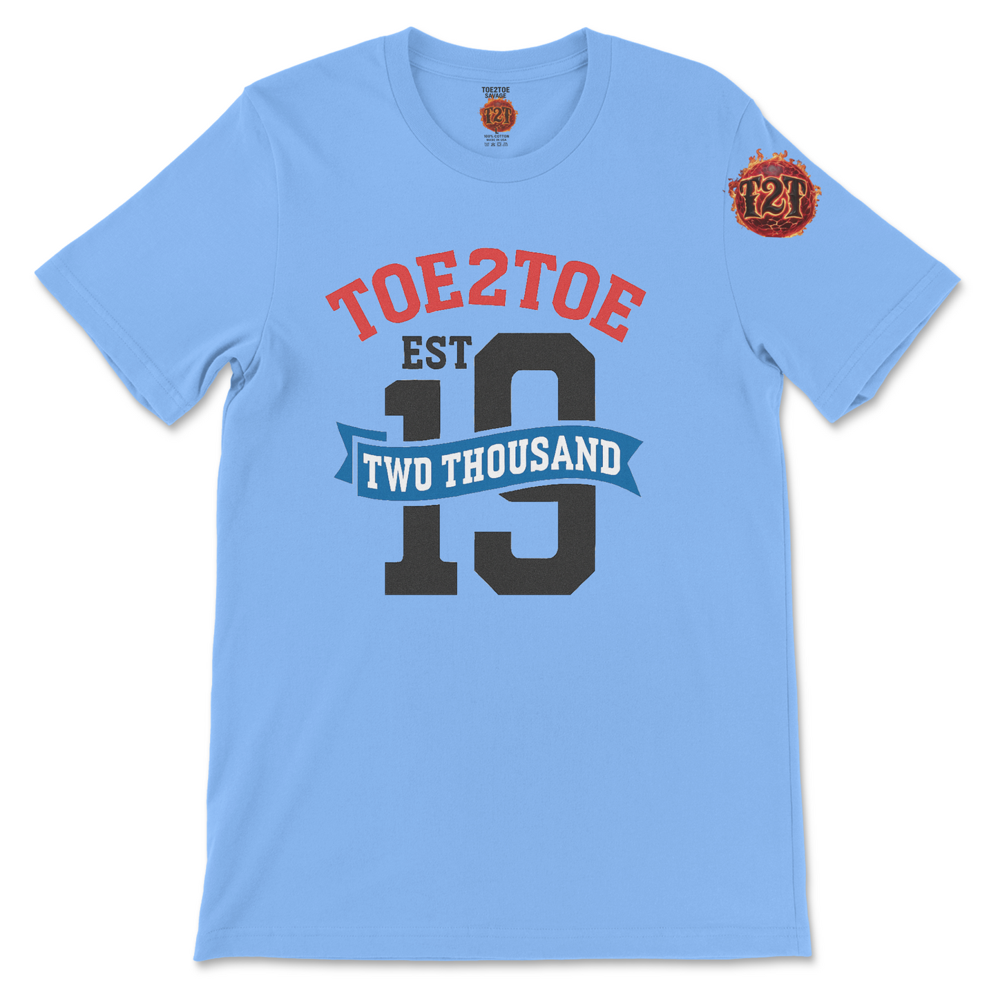 Toe2Toe Two Thousand ‘19 Varsity Tee – Carolina Blue