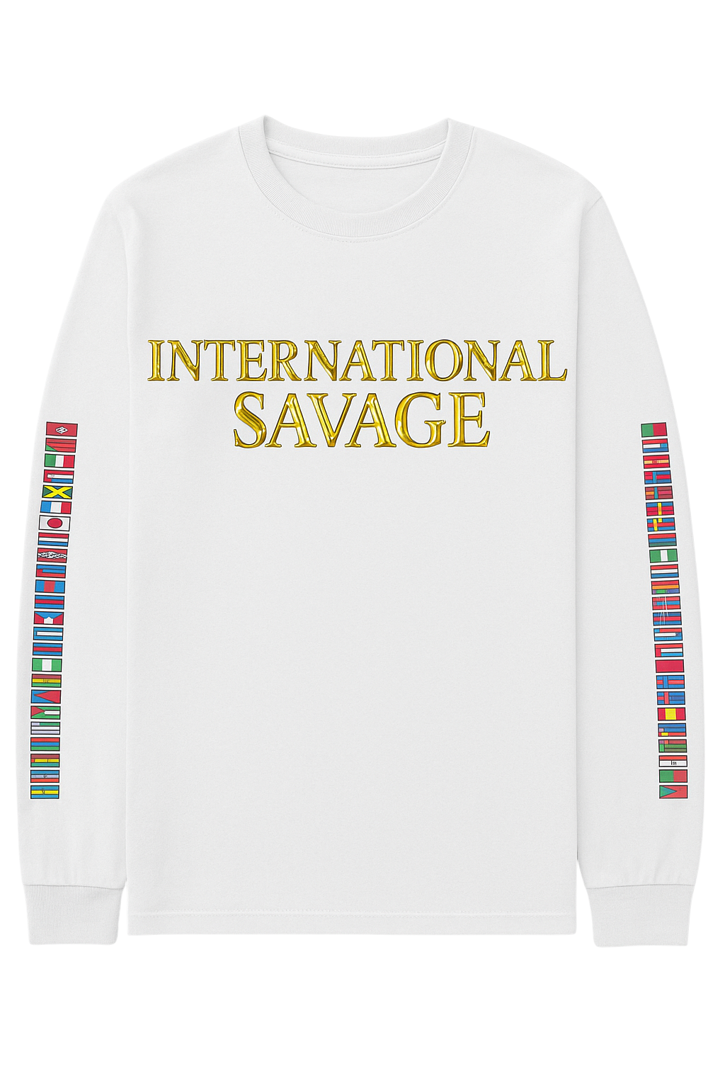 “International Savage – Global Power Tee” Long sleeve White Tee