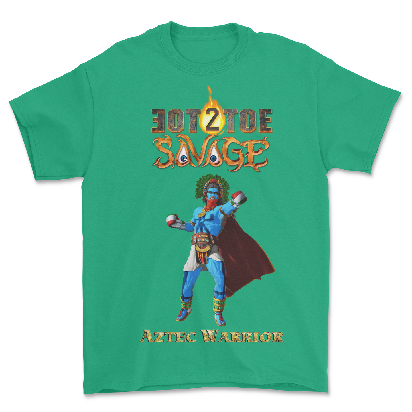 Blue War Paint Aztec Warrior Irish Green Tee