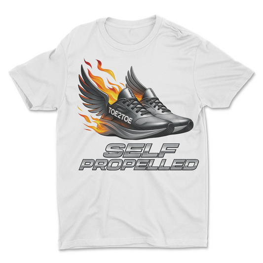 The Self Propelled White Tee - Miles Over Excuses