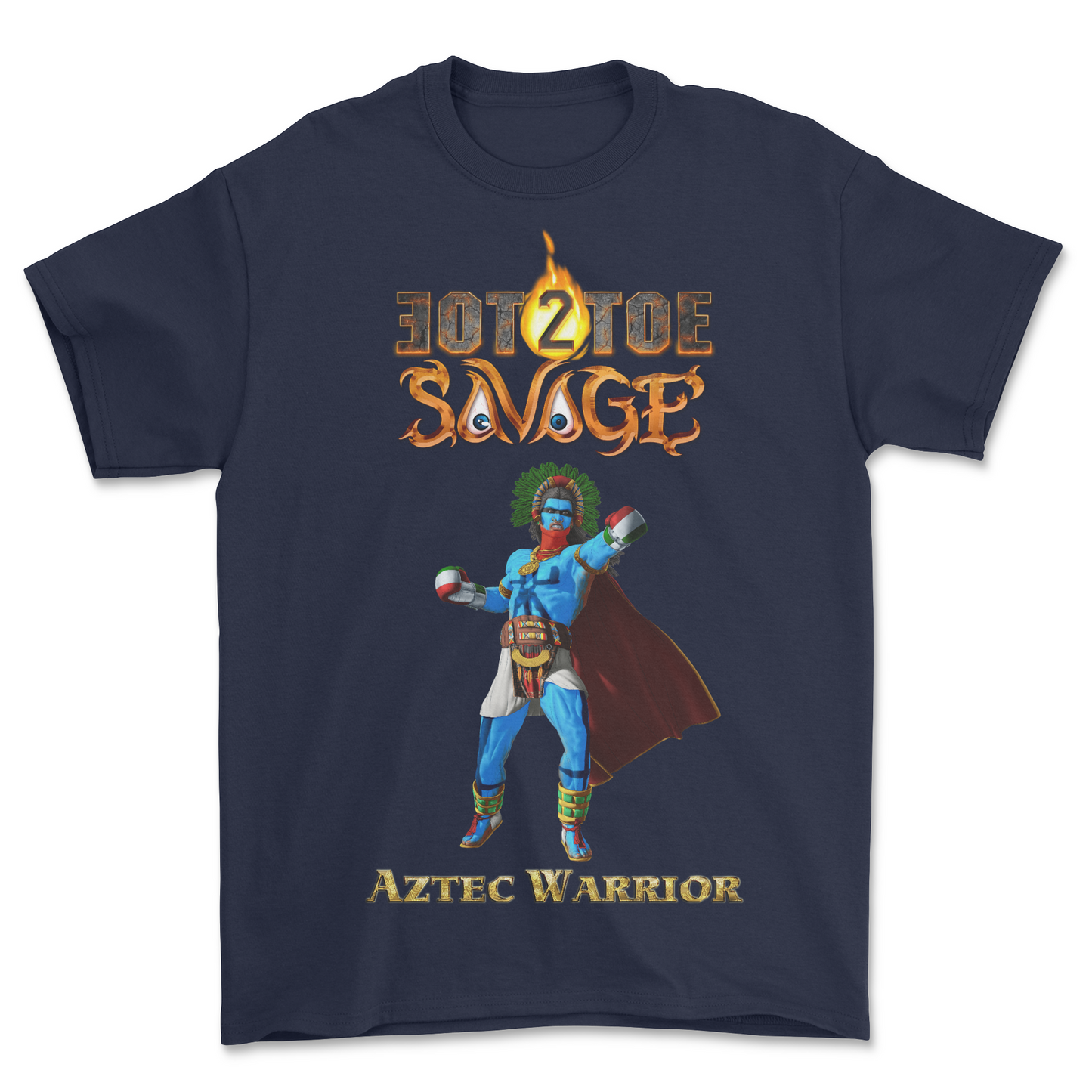 Blue War Paint Aztec Warrior Navy Blue Tee