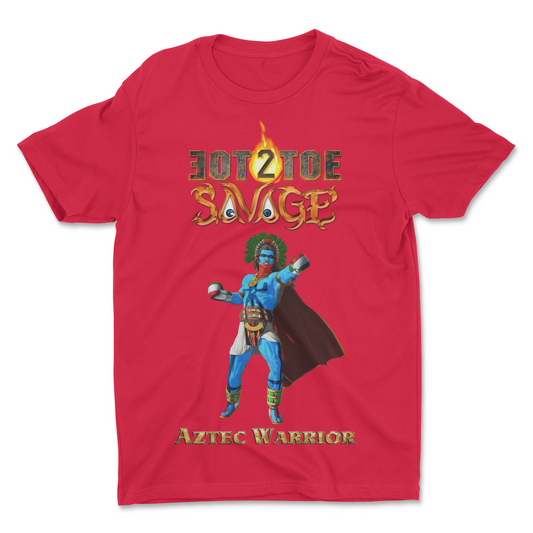 Blue War Paint Aztec Warrior Red Tee