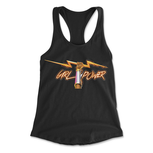 Girl Power Black Razorback back Tank Top